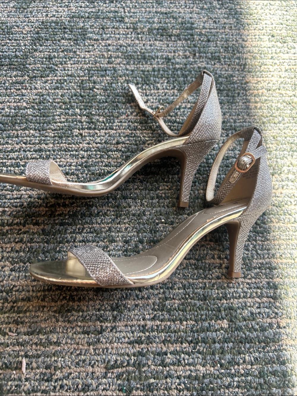 Bandolino Silver Glitter Ankle-Strap Sandals